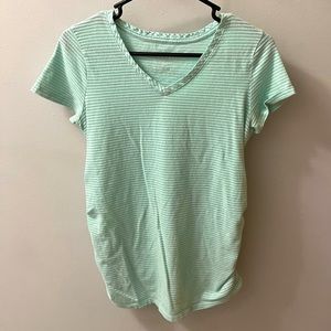 Isabel Maternity Aqua and Silver Striped Maternity T-shirt
